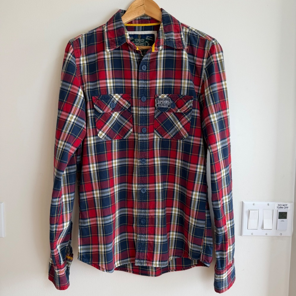 Superdry Lumberjack Plaid Button Down Shirt Mens Large Long Sleeve Flannel